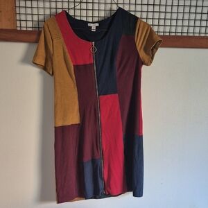 Cato Red and Blue Zipper Dress